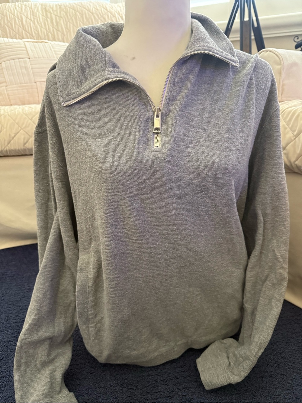 Women's Gray Half-Zip Pullover Sweatshirt